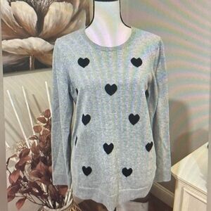 Amazon Essentials Grey With Black Hearts Sweater Size Large